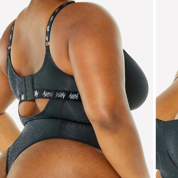 NWT Yitty Spotlight Shaping Demi Cup Thong Bodysuit Shimmer Iconic Black - Picture 3 of 9